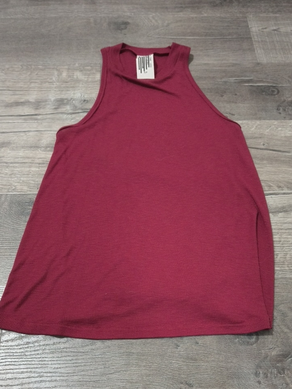 Women’s Ribbed High-Neck Tank Top - Burgundy